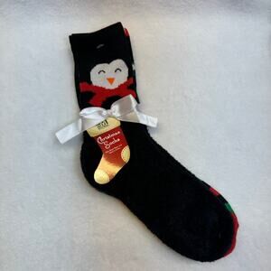 2 pairs Festive Women Christmas socks-Holly & penguin fits shoe size 5-9 NEW